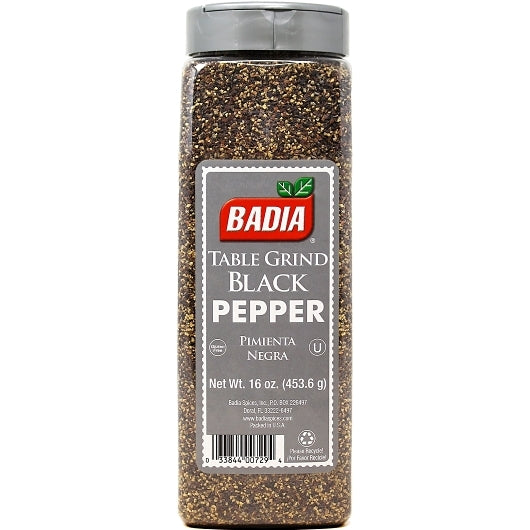 Badia Black Pepper Table Grind Rollermill, 6 x 16 oz Case - Spices Seasonings