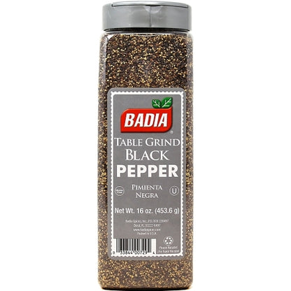Badia Black Pepper Table Grind Rollermill, 6 x 16 oz Case - Spices Seasonings
