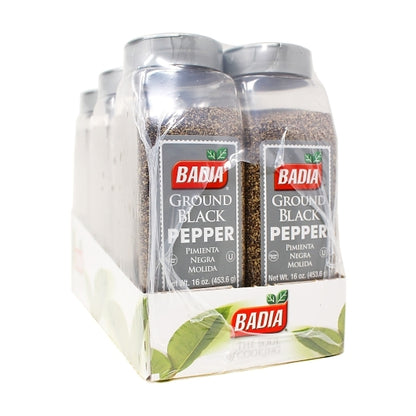 Badia Ground Black Pepper, 6 x 16 oz Case - Alternate product angle or state