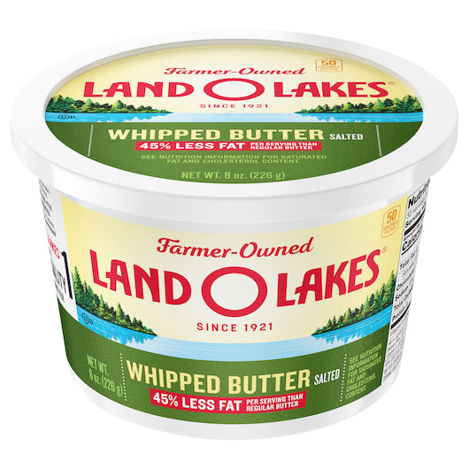 Land O Lakes Salted Whipped Butter, 12 x 8 oz Case - Cheese & Dairy