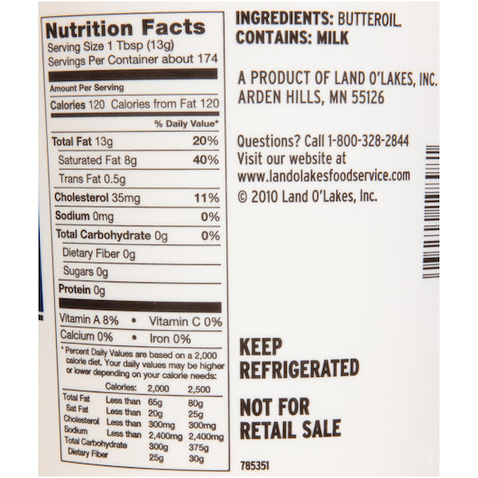 Land O Lakes Clarified Tub Trans Fat Free Butter, 4 x 5 lb Case - DOT product image 5