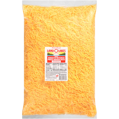 Land O Lakes Shredded Yellow Reduced Fat American Cheese, 4 x 5 lb Case - Cheese & Dairy