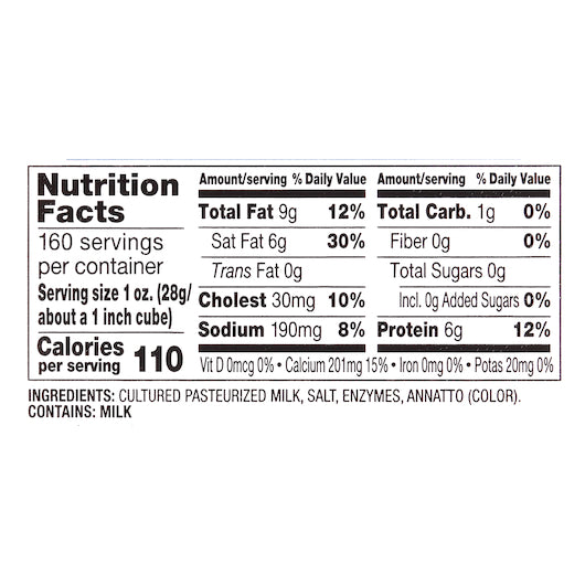 Land O Lakes Print Sharp Yellow Cheddar Cheese, 1 x 10 lb Case - DOT product image 8