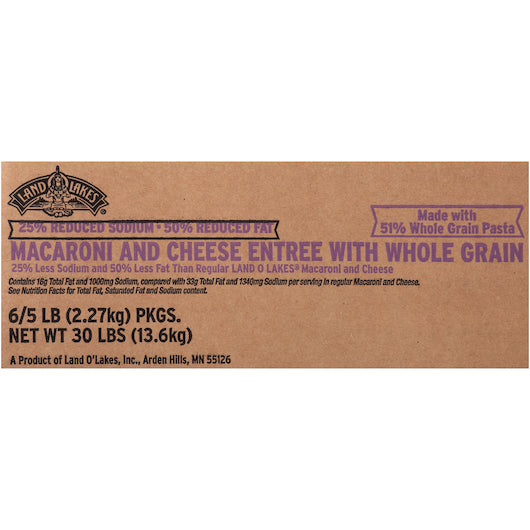 Land O Lakes Whole Grain Macaroni & Cheese, 6 x 5 lb Case - Prepared Foods