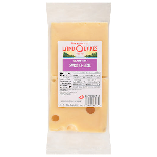 Land O Lakes Readi-Pac Swiss Cheese, 8 x 1.5 lb Case - Cheese & Dairy