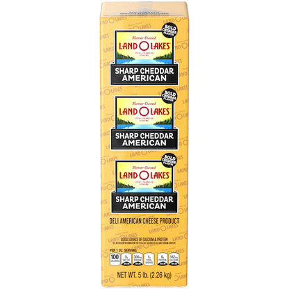 Land O Lakes Pasteurized Yellow Sharp American Cheddar Cheese, 2 x 5 lb Case - Cheese & Dairy