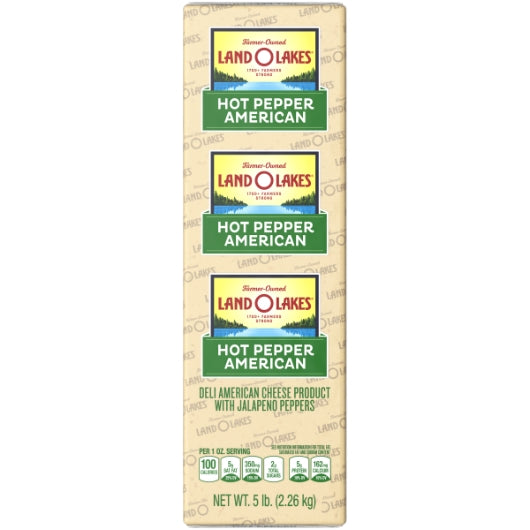 Land O Lakes Pasteurized Hot Pepper American Cheese, 2 x 5 lb Case - Cheese & Dairy