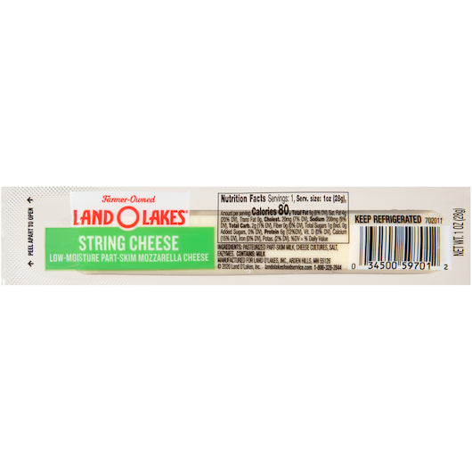 Land O Lakes Mozzarella String Cheese, 168 x 0.063 lb Case - Cheese & Dairy