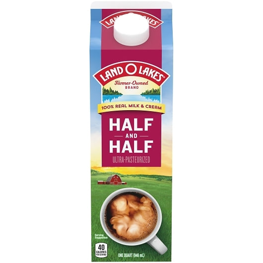 Land O' Lakes Traditional Extended Shelf Life Half & Half, 12 x 32 fl oz Case - Frozen & Refrigerated