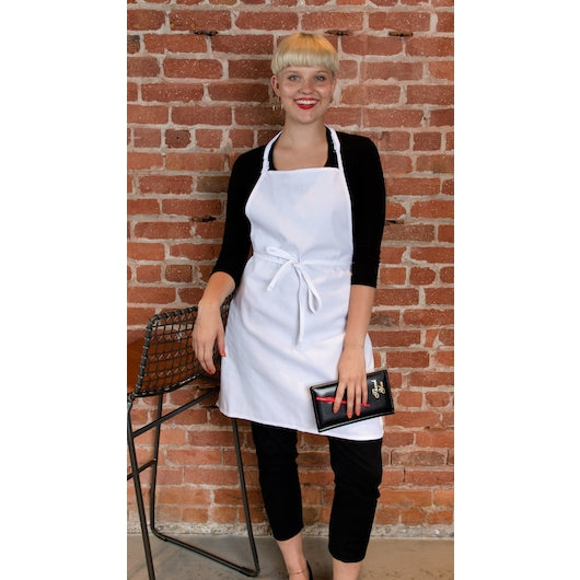 Ritz CLBIAWH Kitchen John Ritzenthaler Chef White With Pencil Pocket Bib Apron, 1 x 12 each Case - Foodservice Apparel