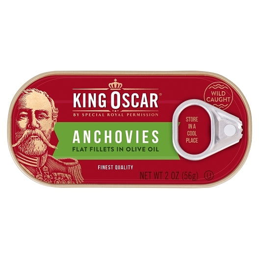 King Oscar Flat Anchovies, 18 x 2 oz Case - Meat, Poultry & Seafood