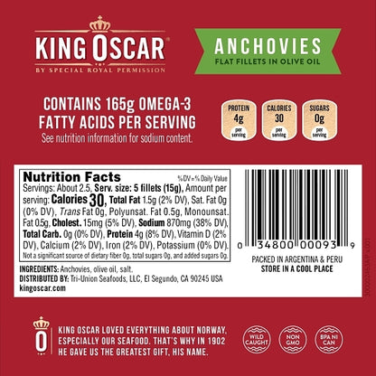 King Oscar Flat Anchovies, 18 x 2 oz Case - DOT product image 2