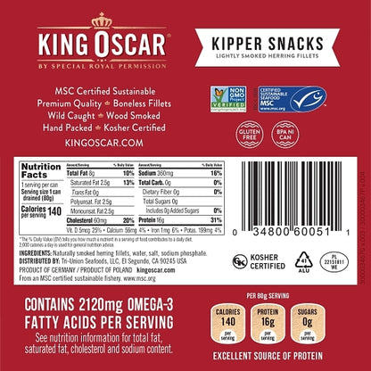 King Oscar Kipper Snacks, 12 x 3.54 oz Case - Meat, Poultry & Seafood