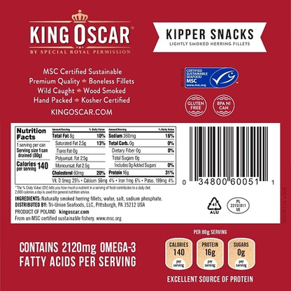 King Oscar Kipper Snacks, 12 x 3.54 oz Case - Alternate product angle or state
