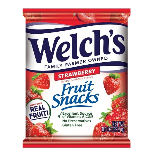 Welch's Fruit Snacks Strawberry, 8 x 10 x 0.8 oz Case - Snacks