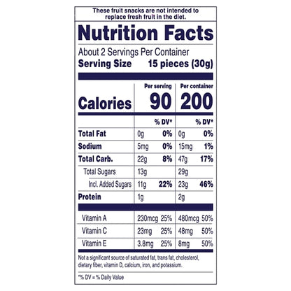 Welch's Island Fruit Mix Fruit Snack, 48 x 2.25 oz Case - Nutrition facts label