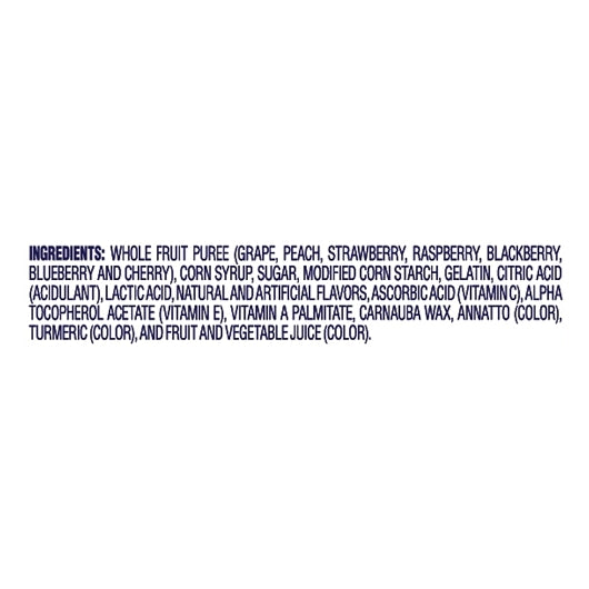 Welch's Berries & Cherries Fruit Snack, 48 x 2.25 oz Case - Ingredients label
