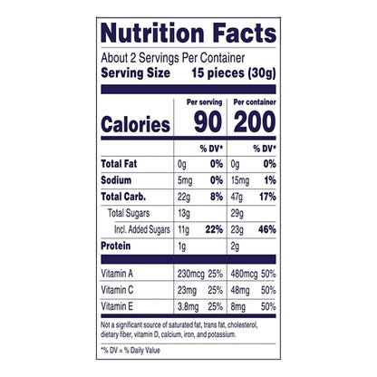 Welch's Berries & Cherries Fruit Snack, 48 x 2.25 oz Case - Nutrition facts label
