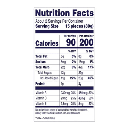 Welch's Mixed Fruit Fruit Snacks, 48 x 2.25 oz Case - Nutrition facts label