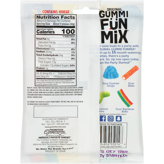 Promotion In Motion Fun Mix Sour Party Gummy Candy, 12 x 5 oz Case - DOT product image 2