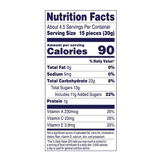Welchs Island Fruit Island Fruits Fruit Snacks, 12 x 5 oz Case - Nutrition facts label