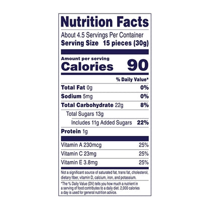 Welchs Island Fruit Island Fruits Fruit Snacks, 12 x 5 oz Case - Nutrition facts label