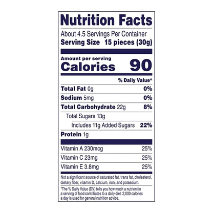 Welch's Concord Grape Fruit Snacks, 12 x 5 oz Case - Nutrition facts label