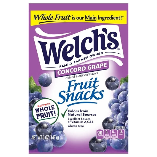 Welch's Concord Grape Fruit Snacks, 12 x 5 oz Case - Fruit & Sides