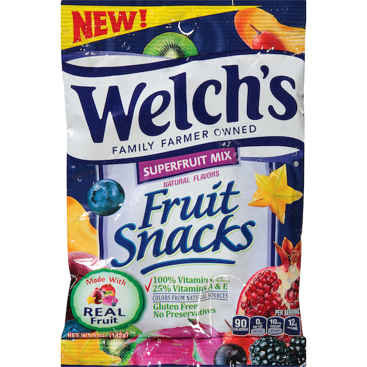 Welch's Super Fruit Mix Fruit Snack, 12 x 5 oz Case - Fruit & Sides