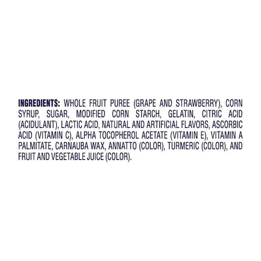 Welchs Strawberry Fruit Snacks, 12 x 5 oz Case - Ingredients label