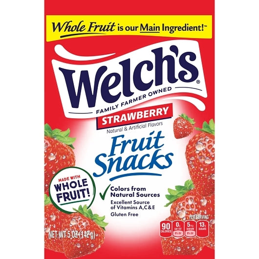 Welch's Strawberry Fruit Snacks, 12 x 5 oz Case - Fruit & Sides