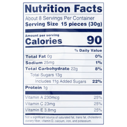 Welch's Mixed Fruit Resealable Fruit Snack, 9 x 8 oz Case - Nutrition facts label
