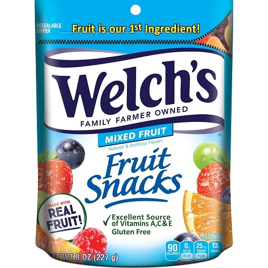 Welch's Mixed Fruit Resealable Fruit Snack, 9 x 8 oz Case - Alternate product angle or state
