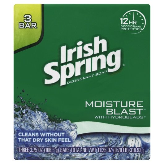 Irish Spring Bar Soap Moisture Blast 3 Bar, 18 x 3.7 oz Case - Health & Personal Care