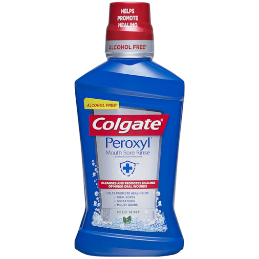 Colgate Peroxyl Mouth Sore Rinse Alcohol Free Mild Mint Mouthwash, 6 x 16.9 fl oz Case - Health & Personal Care
