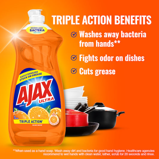 Ajax Dishwashing Liquid Anti-bacterial Orange, 9 x 28 fl oz Case - DOT product image 3