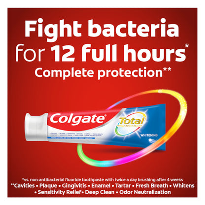 Colgate TOTAL WHITENING TOOTHPASTE, 4 x 6 x 3.3 oz Case - DOT product image 3