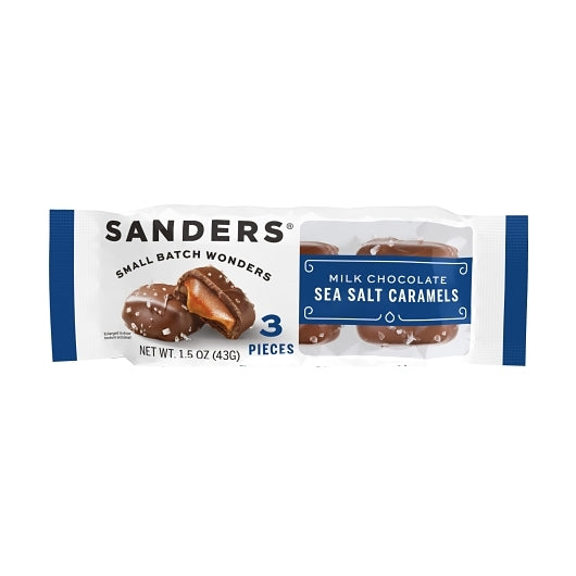 Sanders Milk Chocolate Sea Salt Caramel 3-Piece, 4 x 8 x 1.5 oz Case - Candy & Confections
