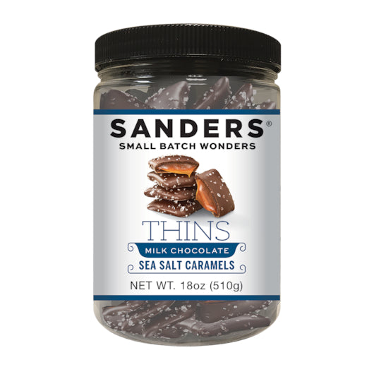 Sanders Milk Chocolate Sea Salt Caramel Thins, 6 x 18 oz Case - Candy & Confections