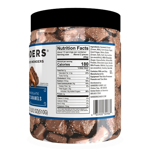 Sanders Milk Chocolate Sea Salt Caramel Tub, 6 x 18 oz Case - Candy & Confections