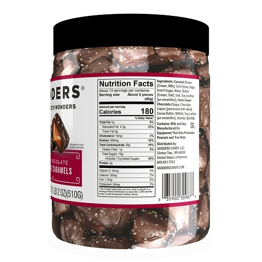 Sanders Dark Chocolate Sea Salt Caramel Tub, 6 x 18 oz Case - Candy & Confections