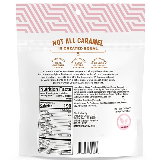 Sanders Fair Trade Dairy Free Dark Chocolate Sea Salt Caramels, 6 x 5.5 oz Case - Candy & Confections