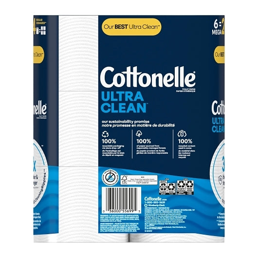 Cottonelle Ultraclean Mega Roll Bath Tissue, 6 x 1704 ct Case - Janitorial Supplies