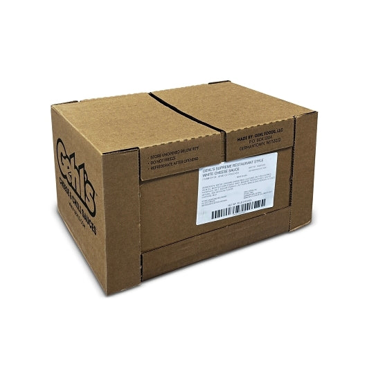 Supreme White Queso White Cheddar Cheese Sauce, 4 x 140 oz Case - GS1 closed shipping case image
