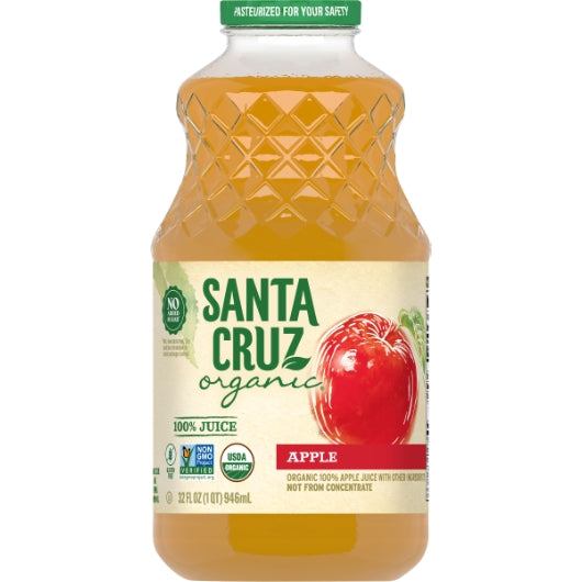 Santa Cruz Organic Apple Juice, 6 x 32 fl oz Case - Fruit & Sides