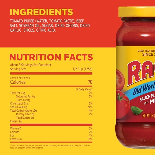 Ragu Sauce with Meat Spaghetti, 12 x 14 oz Case - DOT product image 2