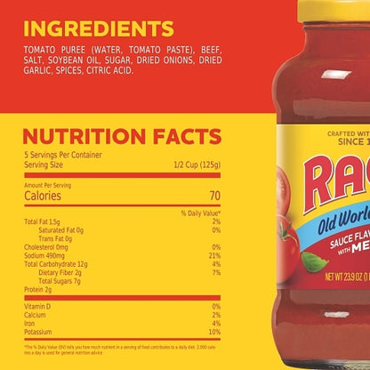 Ragu Sauce W/meat, 12 x 23.9 oz Case - DOT product image 2