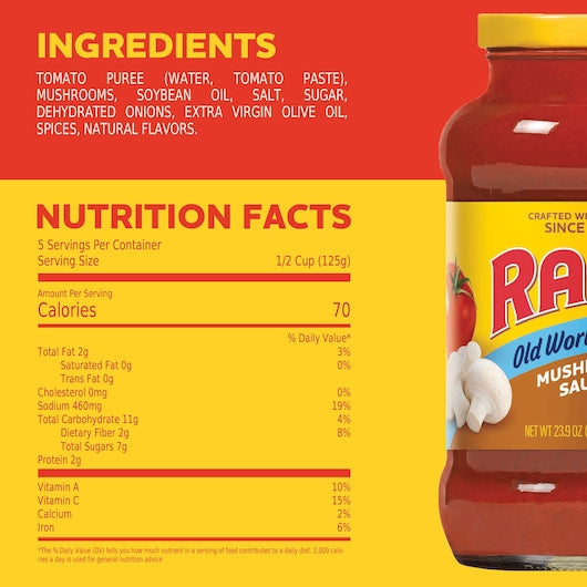 Ragu SAUCE OLD WORLD MUSHROOM, 12 x 24 oz Case - DOT product image 3