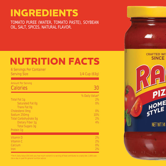 Ragu PIZZA Sauce GLASS JAR, 12 x 14 oz Case - DOT product image 2