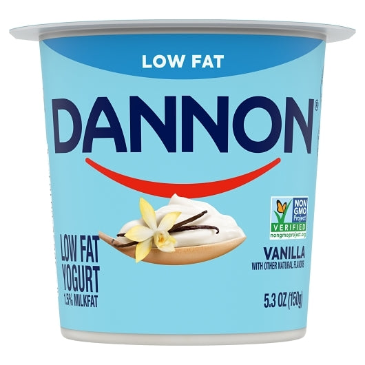 Dannon Low Fat Vanilla Yogurt, 12 x 5.3 oz Case - DOT product image 2